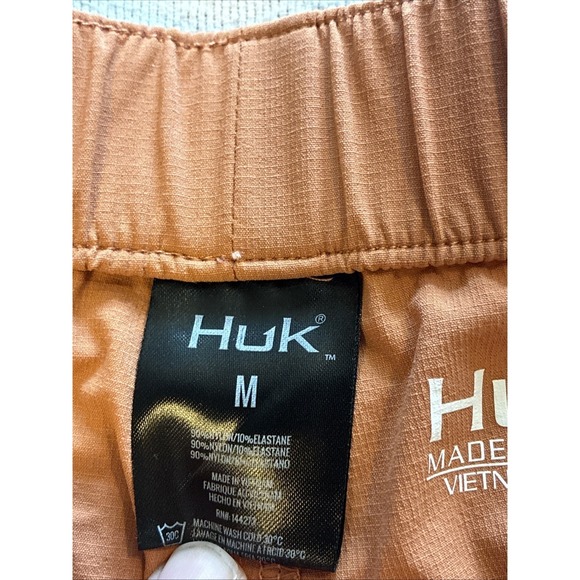Huk Men's Shorts Medium Orange Cargo Creekbed Pull on Buckle Gorpcore Hiking - Picture 13 of 14